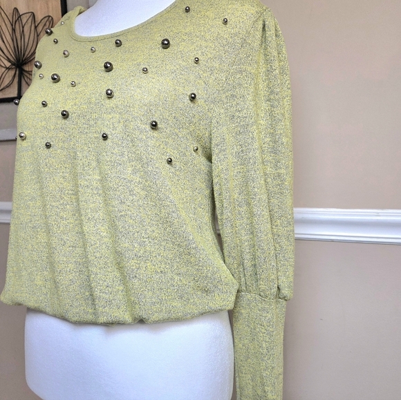 NINA ROSSI GREEN Sweater with Beaded Accents SIZE S. - Picture 2 of 10